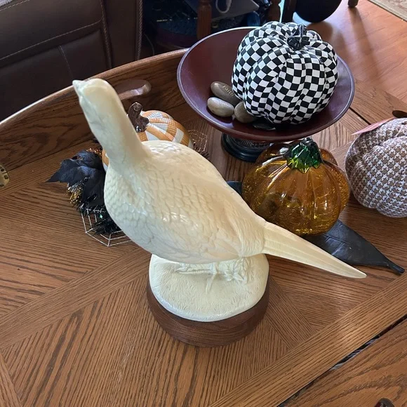 Vintage White Pheasant Sculpture Figurine Statue